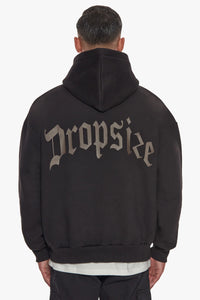 Dropsize Heavy Backlogo Hoodie Black Chocolate