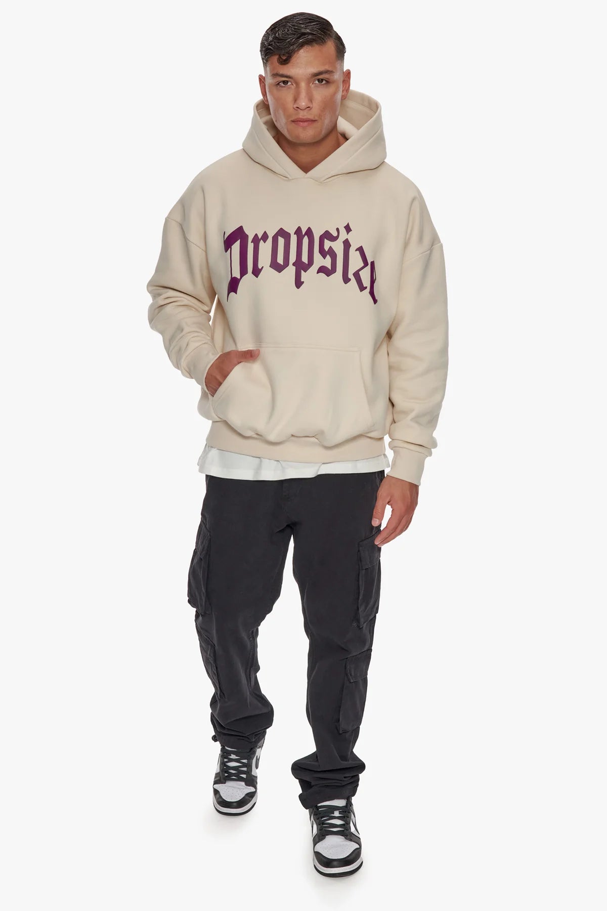 Dropsize Heavy Frontlogo Hoodie Coconut Milk Grape