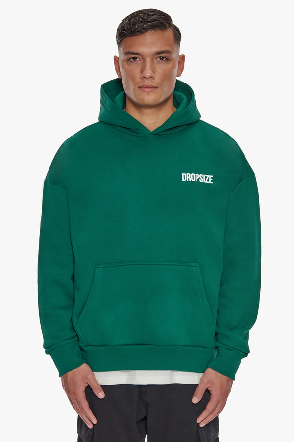 Dropsize Oversize HD Print Hoodie Green White