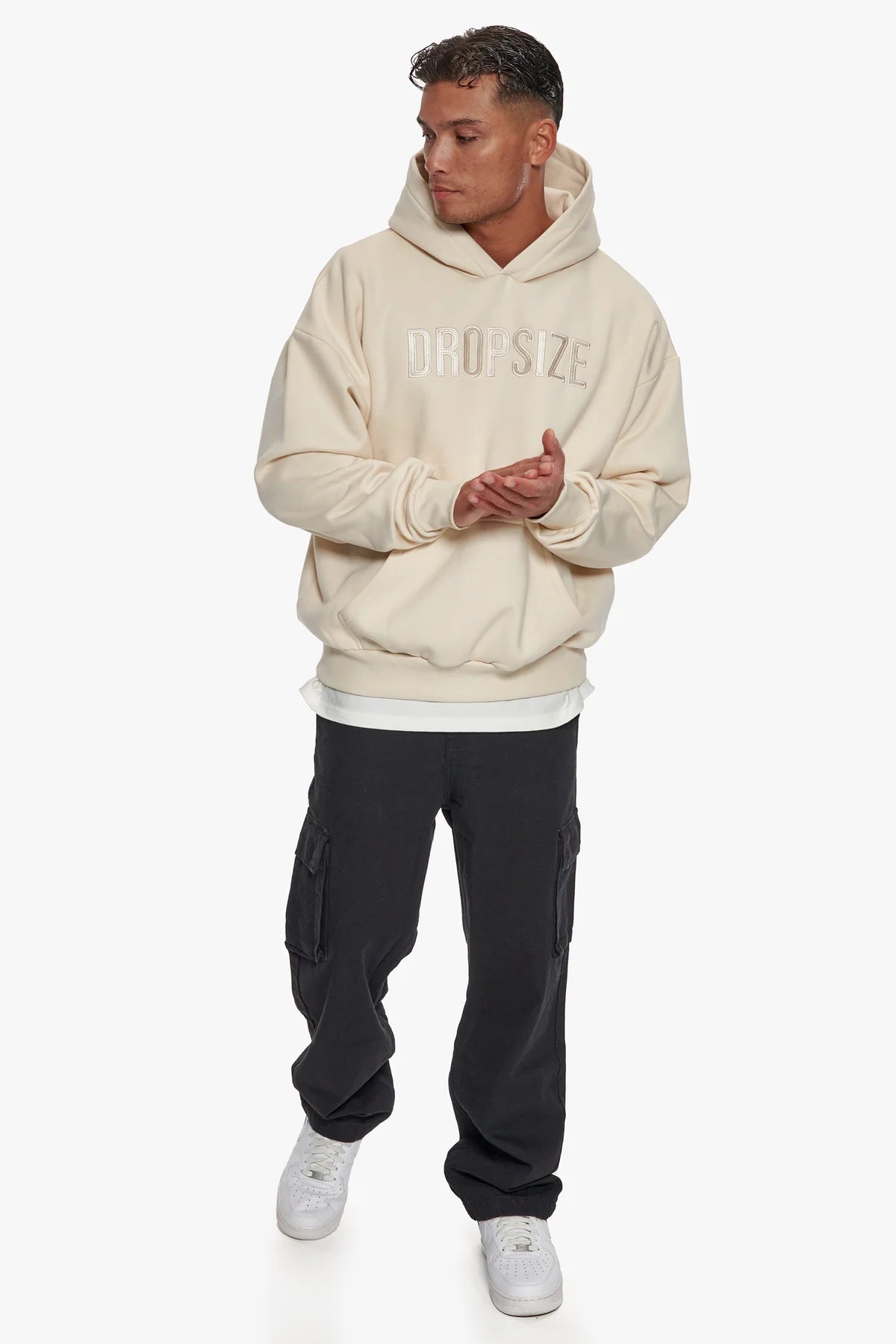 Dropsize Heavy Oversize Flat Front Hoodie Coconut Milk