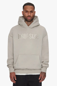 Dropsize Heavy Oversize Flat Front Embo Hoodie Moon Beam