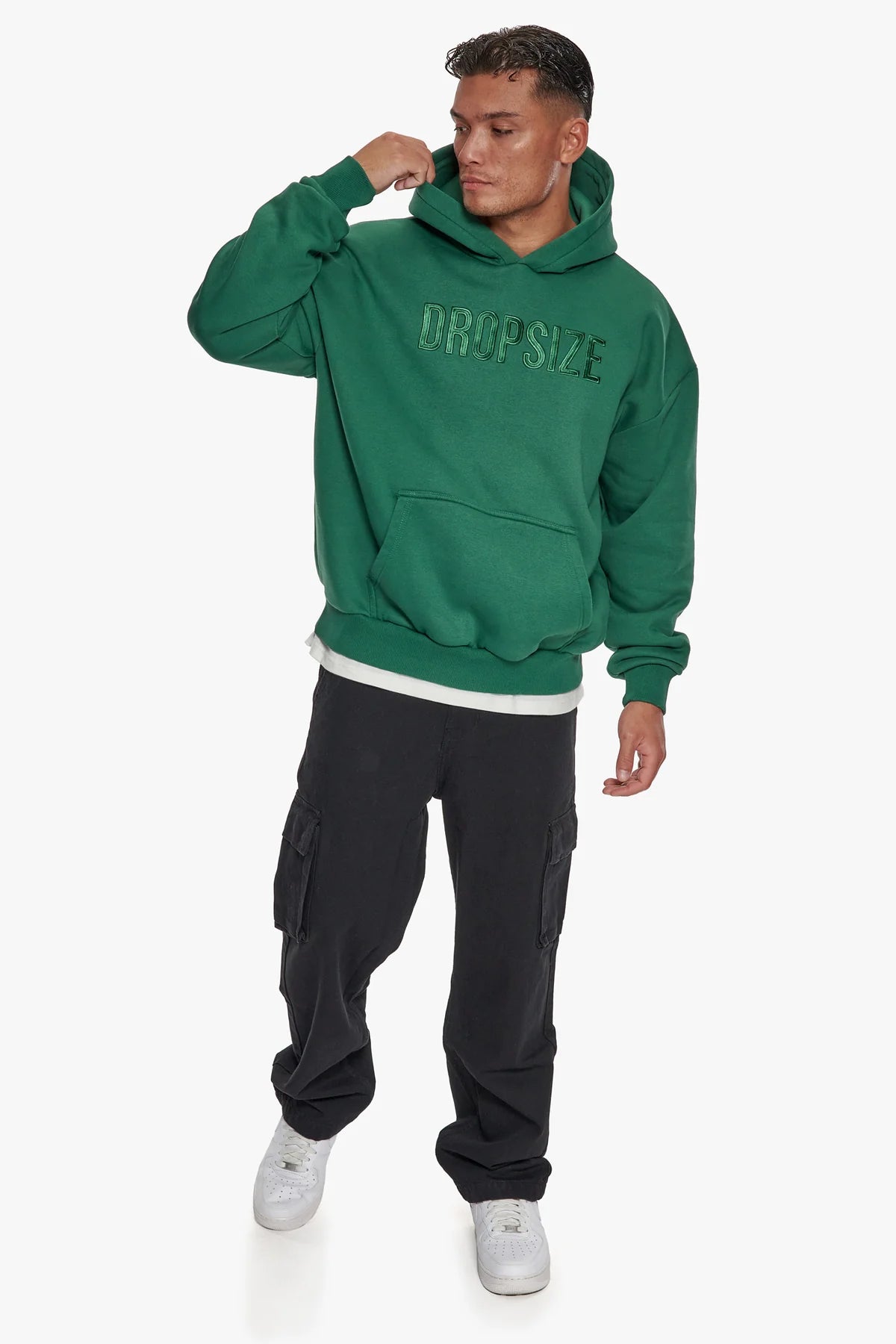 Dropsize Heavy Oversize Flat Front Hoodie Green