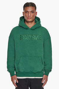 Dropsize Heavy Oversize Flat Front Hoodie Green