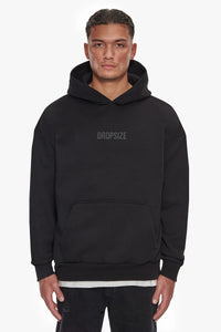 Dropsize Heavy Oversized Center HD Hoodie Black