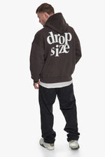 Dropsize Heavy Oversize Letters Hoodie Washed Black