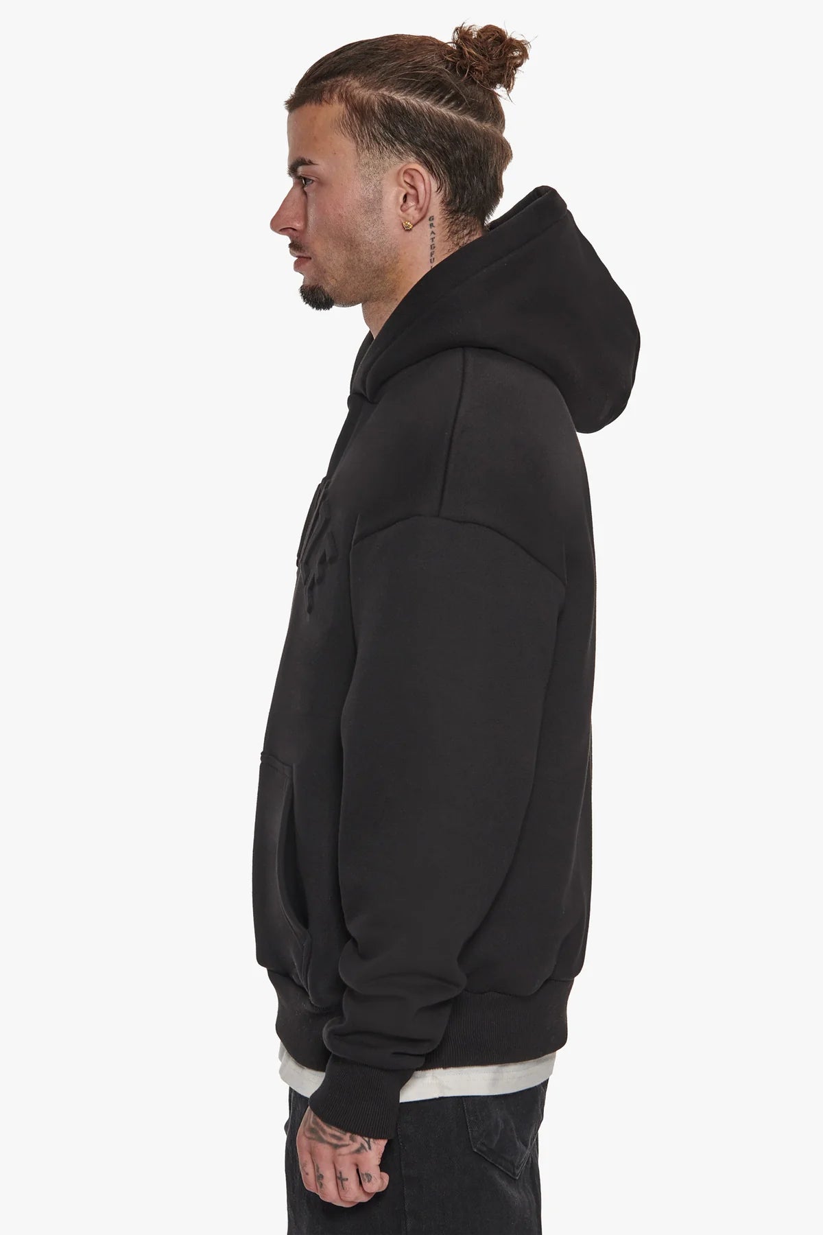 Dropsize Heavy Oversize Mid HD Hoodie Black Embossed