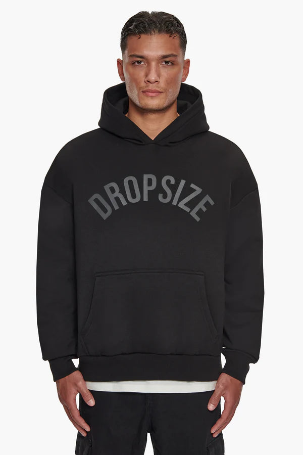 Dropsize Heavy Oversize Curved Hoodie Black