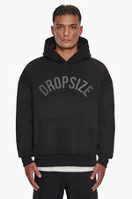 Dropsize Heavy Oversize Curved Hoodie Black