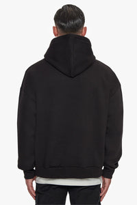 Dropsize Heavy Oversize Triple Logo Hoodie Black