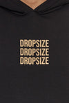 Dropsize Heavy Oversize Triple Logo Hoodie Black