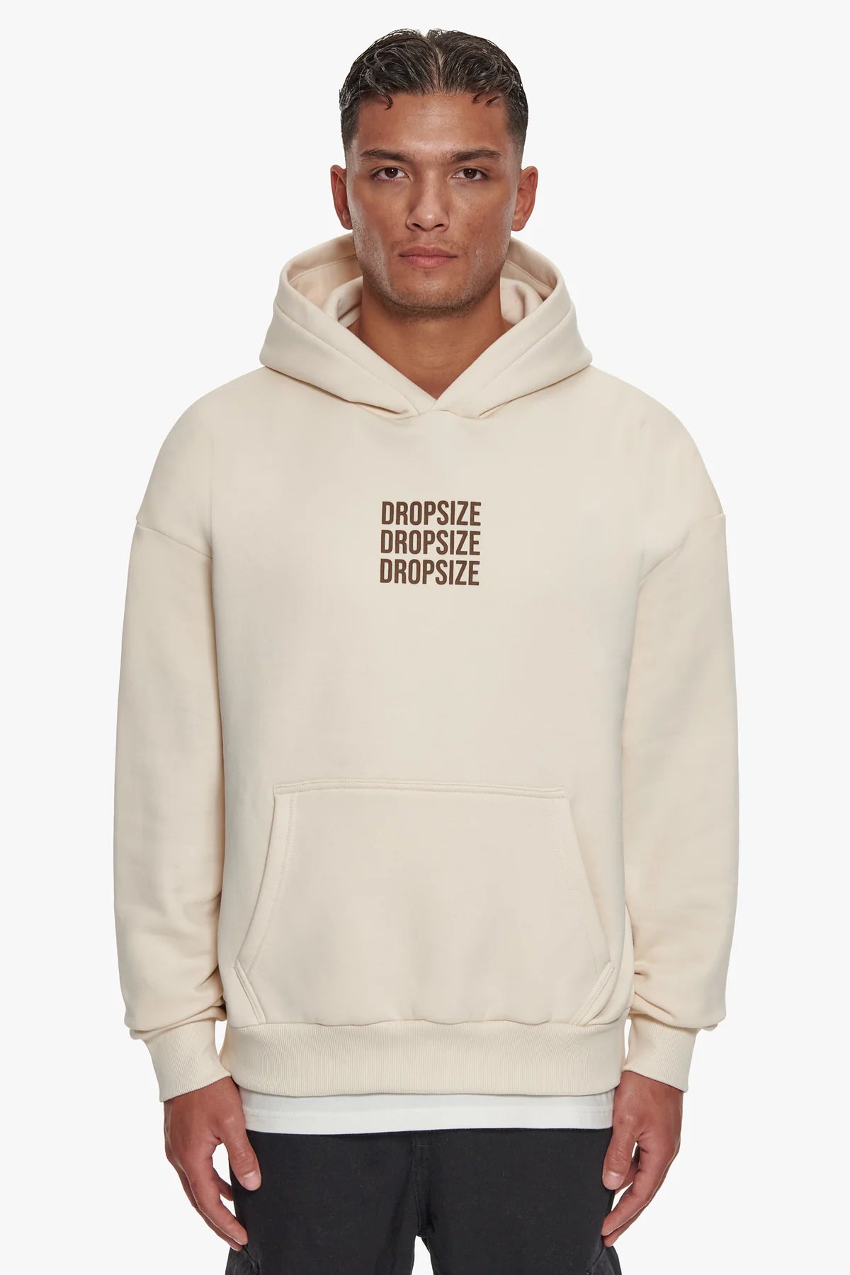 Dropsize Heavy Oversize Triple Logo Hoodie Coconut Milk