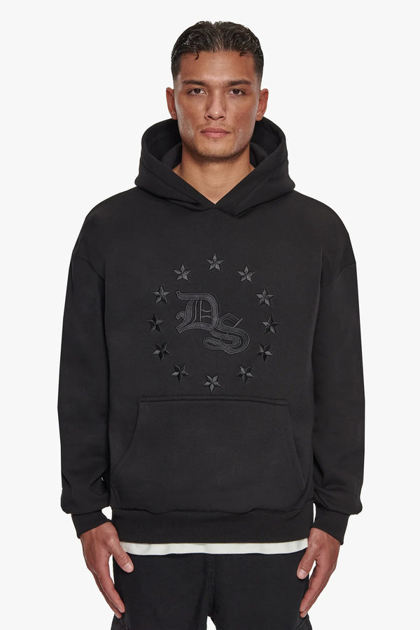 Dropsize Heavy Oversize Star Circle Hoodie Black