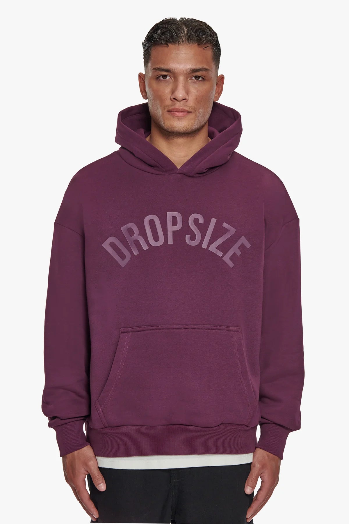 Dropsize Heavy Oversize Curved Hoodie Grape Wine