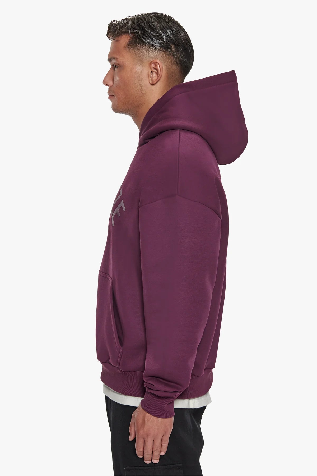 Dropsize Heavy Oversize Curved Hoodie Grape Wine