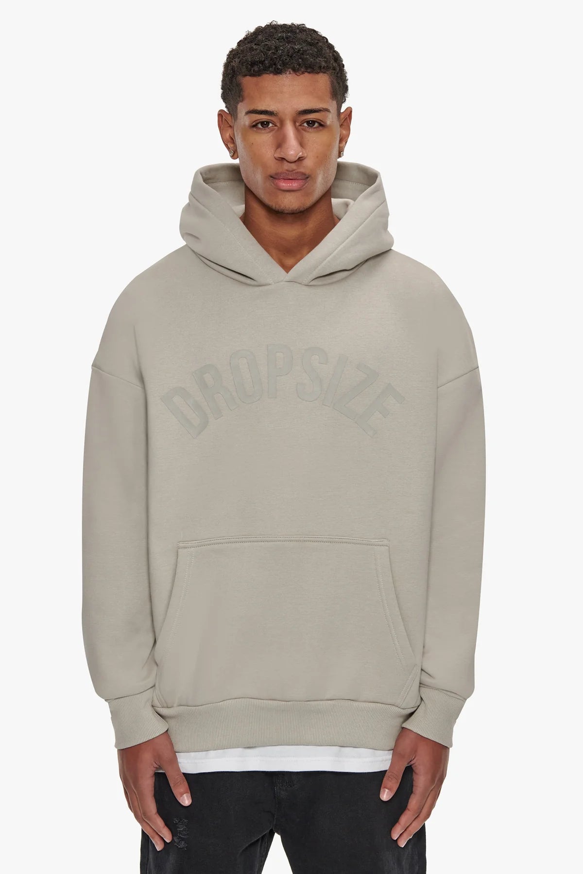 Dropsize Heavy Oversize Curved Daily Hustle Hoodie Stone