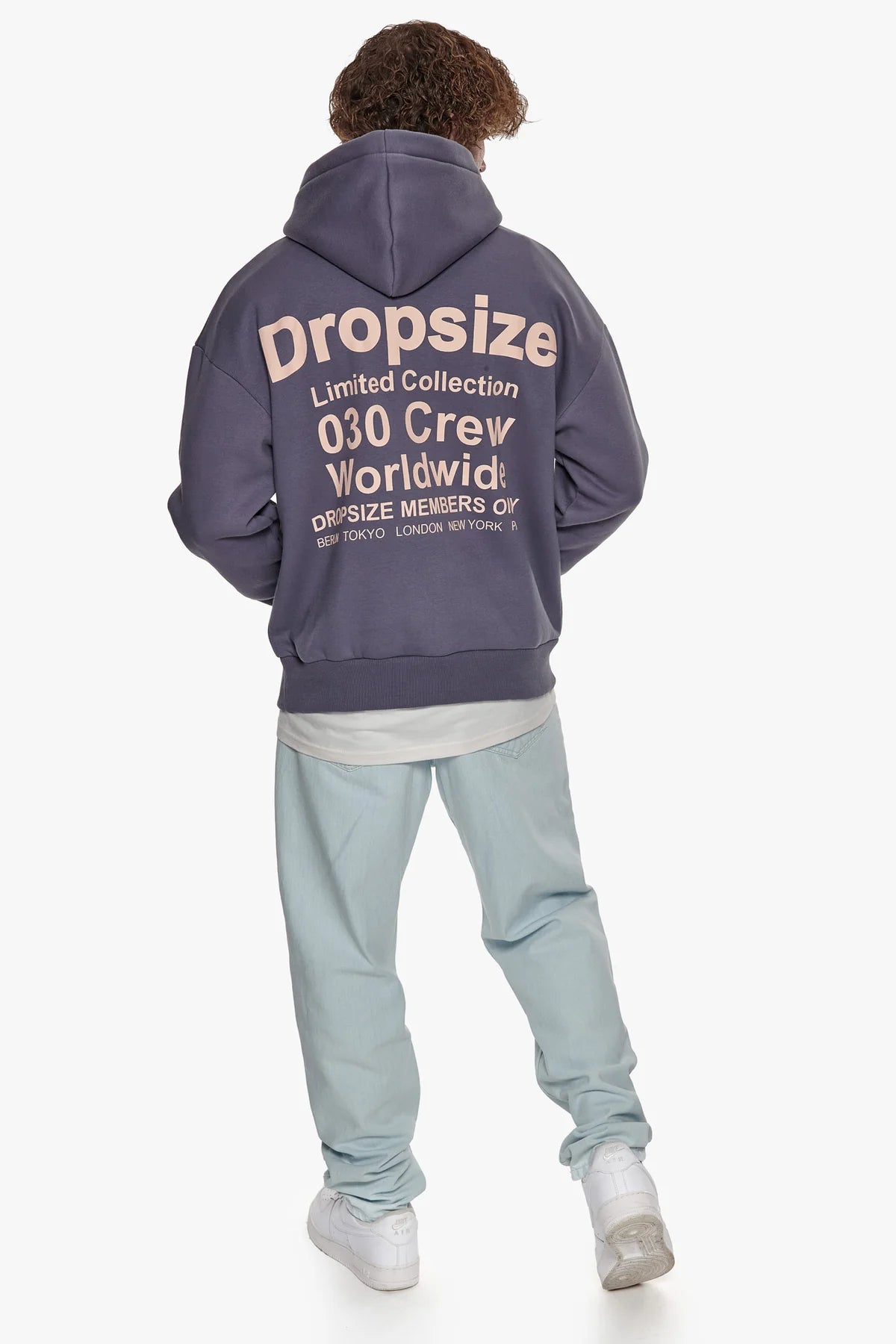 Dropsize Heavy Oversize Members Only Hoodie Blue Granite