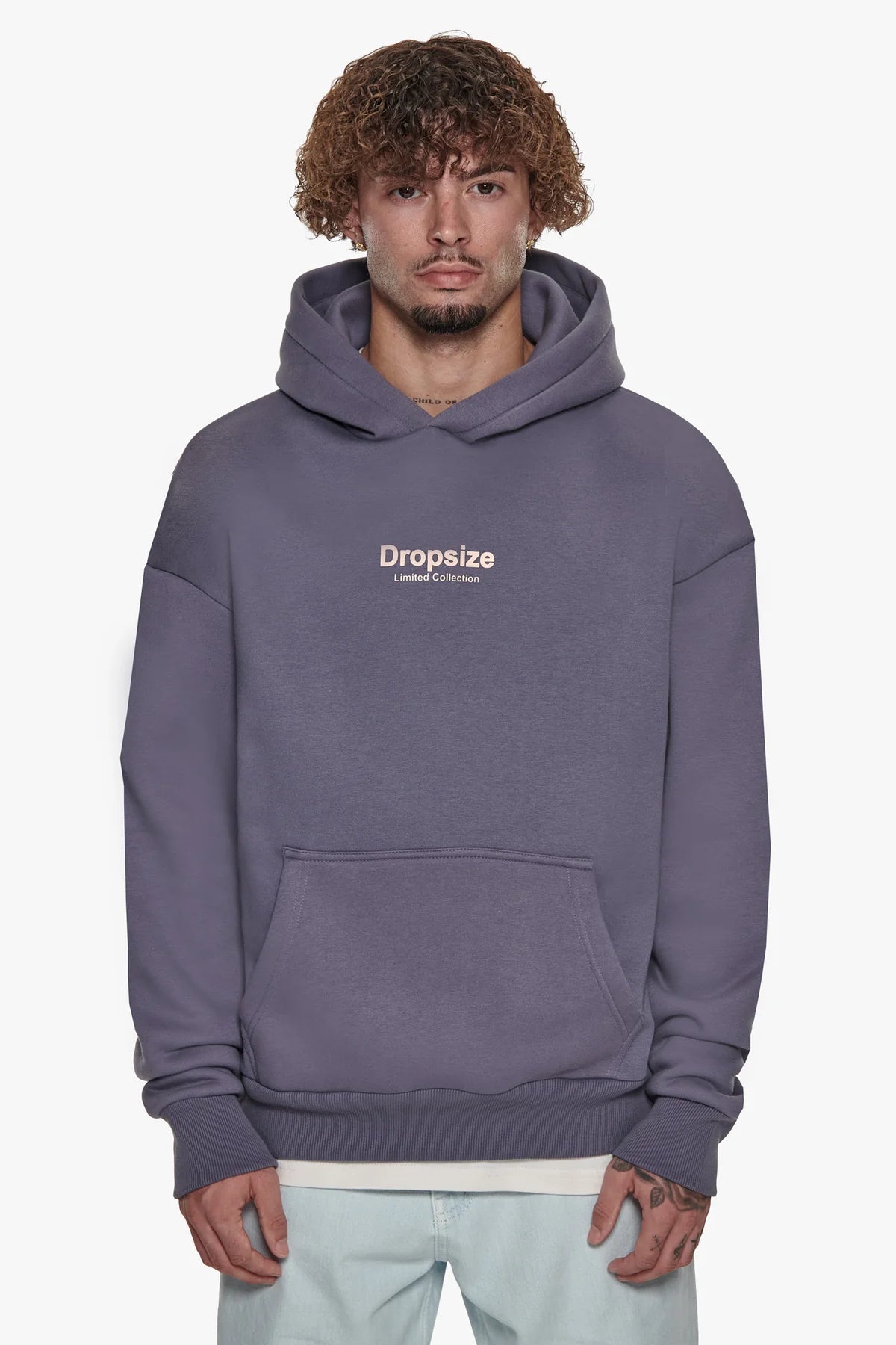 Dropsize Heavy Oversize Members Only Hoodie Blue Granite