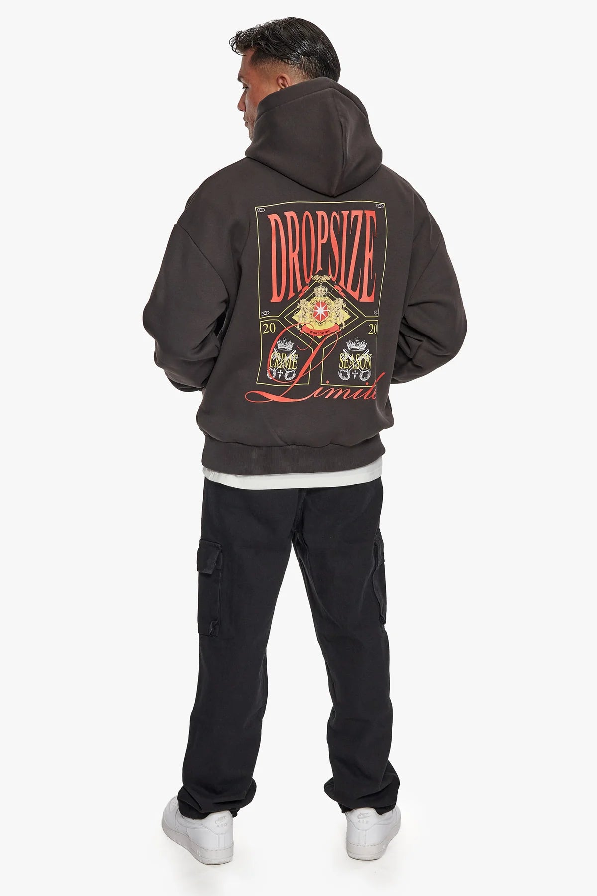 Dropsize Big Logo Design Hoodie Washed Black