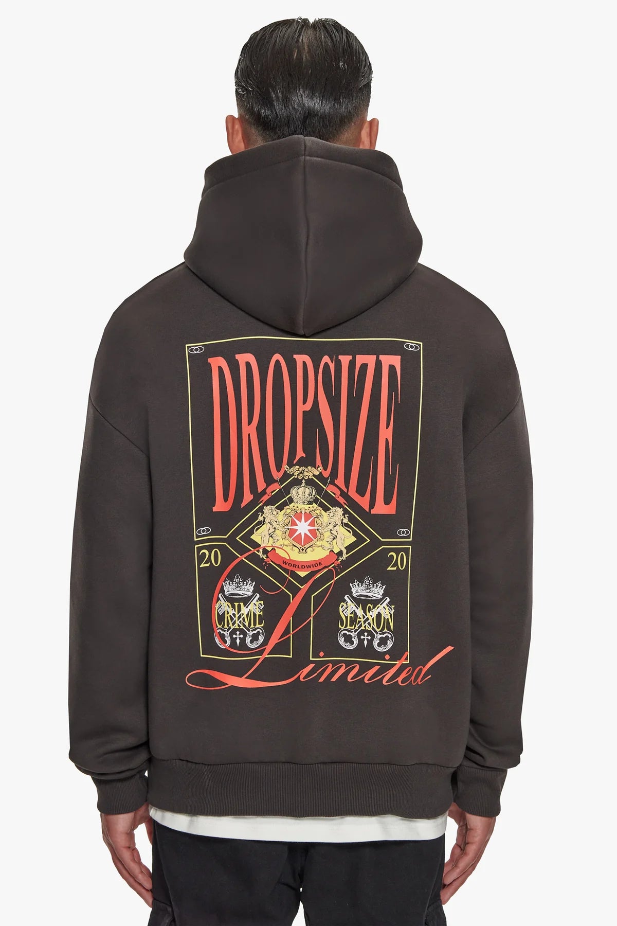 Dropsize Big Logo Design Hoodie Washed Black