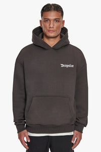 Dropsize Big Logo Design Hoodie Washed Black