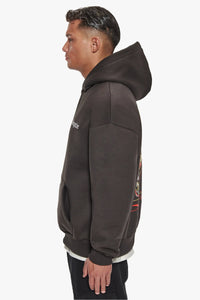 Dropsize Big Logo Design Hoodie Washed Black