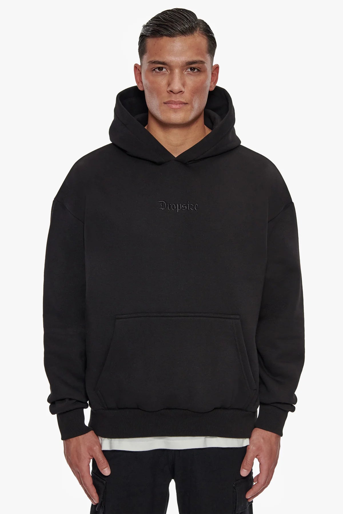 Dropsize Heavy Middle Embo Hoodie Black