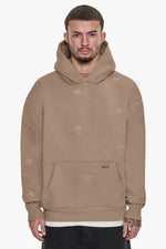 Dropsize Heavy All Over Embo Hoodie Silver Mink