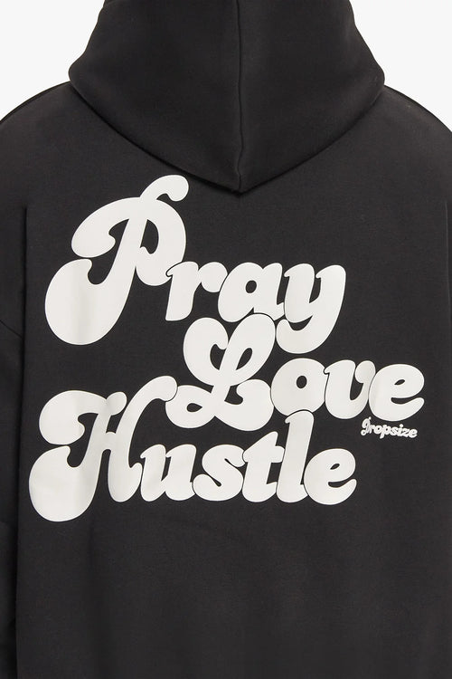 Dropsize Heavy Oversize Pray Love Hustle Hoodie Black