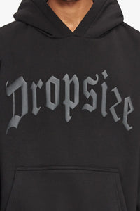 Dropsize Oversize Logo Puffer Print Hoodie Black