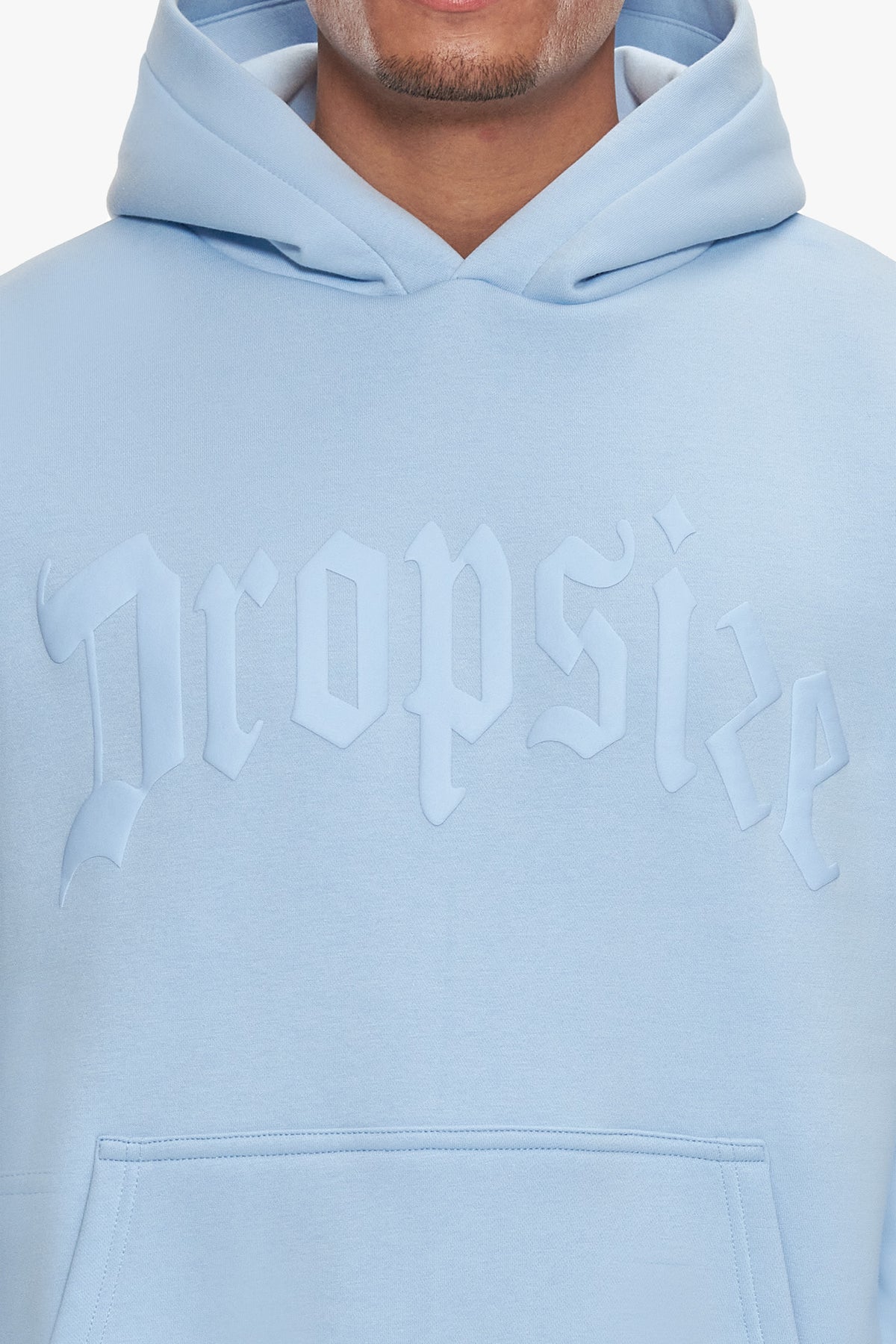 Dropsize Oversize Logo Puffer Print Hoodie Baby Blue