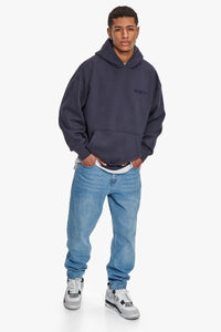 Dropsize Heavy Oversize Embo Hoodie Washed Navy