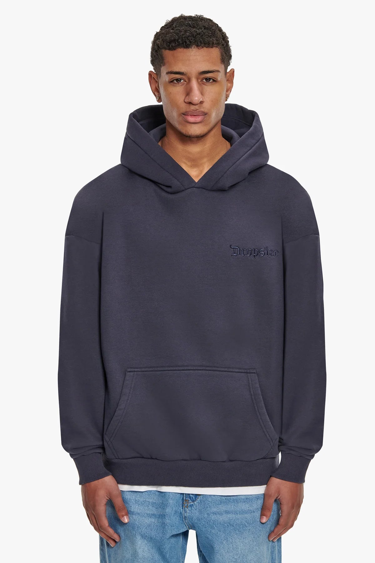 Dropsize Heavy Oversize Embo Hoodie Washed Navy