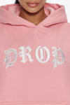 Dropsize Heavy Oversize Front Logo Hoodie Pink