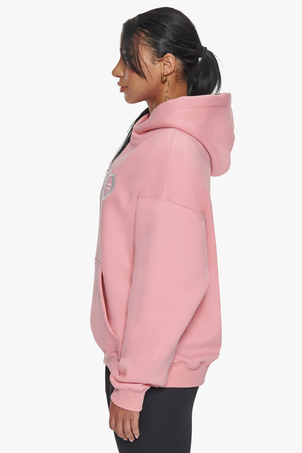 Dropsize Heavy Oversize Front Logo Hoodie Pink