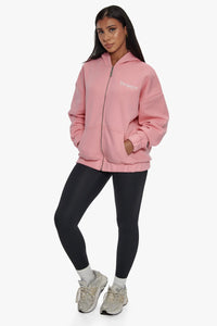 Dropsize Heavy Oversize Zip Hoodie Women Pink