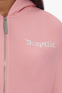 Dropsize Heavy Oversize Zip Hoodie Women Pink