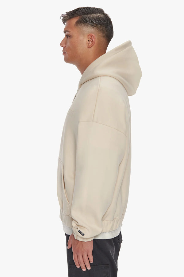 Dropsize Super Heavy Oversize Hd Print Zip Hoodie Coconut Cream