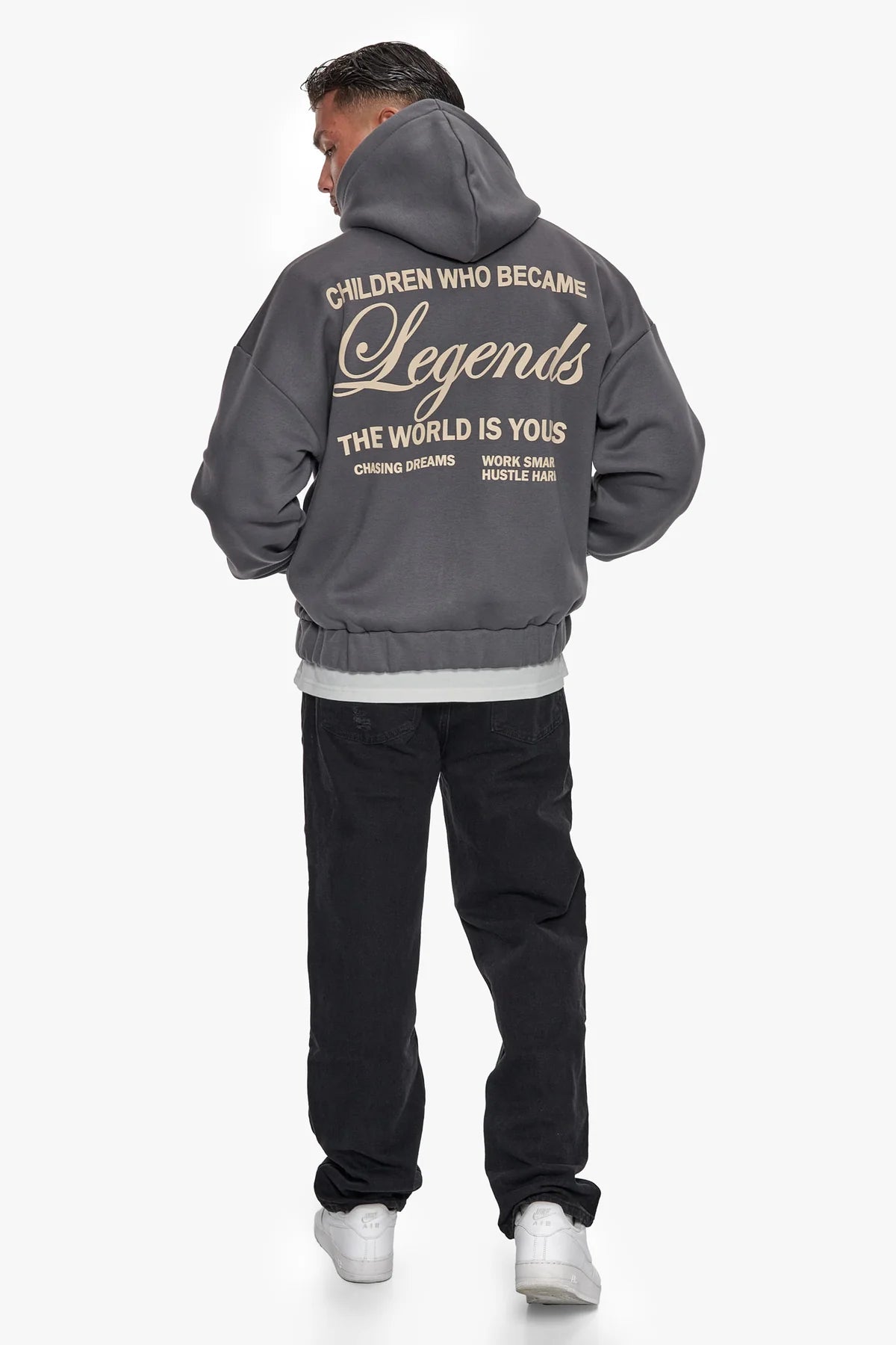 Dropsize Heavy Oversized Legends Zip Hoodie Grey