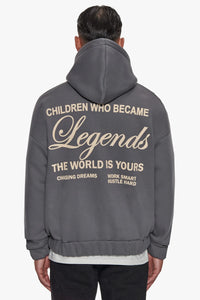 Dropsize Heavy Oversized Legends Zip Hoodie Grey