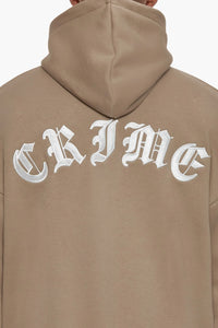 Dropsize Heavy Oversize Crime Zip Hoodie Silver Mink