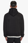 Dropsize Super Heavy Oversize Mid Front Embo Zip Hoodie Black