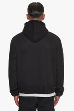 Dropsize Super Heavy Oversize Mid Front Embo Zip Hoodie Black