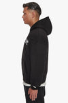 Dropsize Super Heavy Oversize Mid Front Embo Zip Hoodie Black