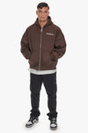 Dropsize Heavy Oversize Logo Zip Hoodie Chocolate Black