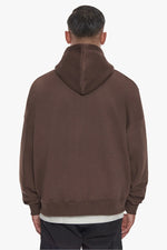 Dropsize Heavy Oversize Logo Zip Hoodie Chocolate Black
