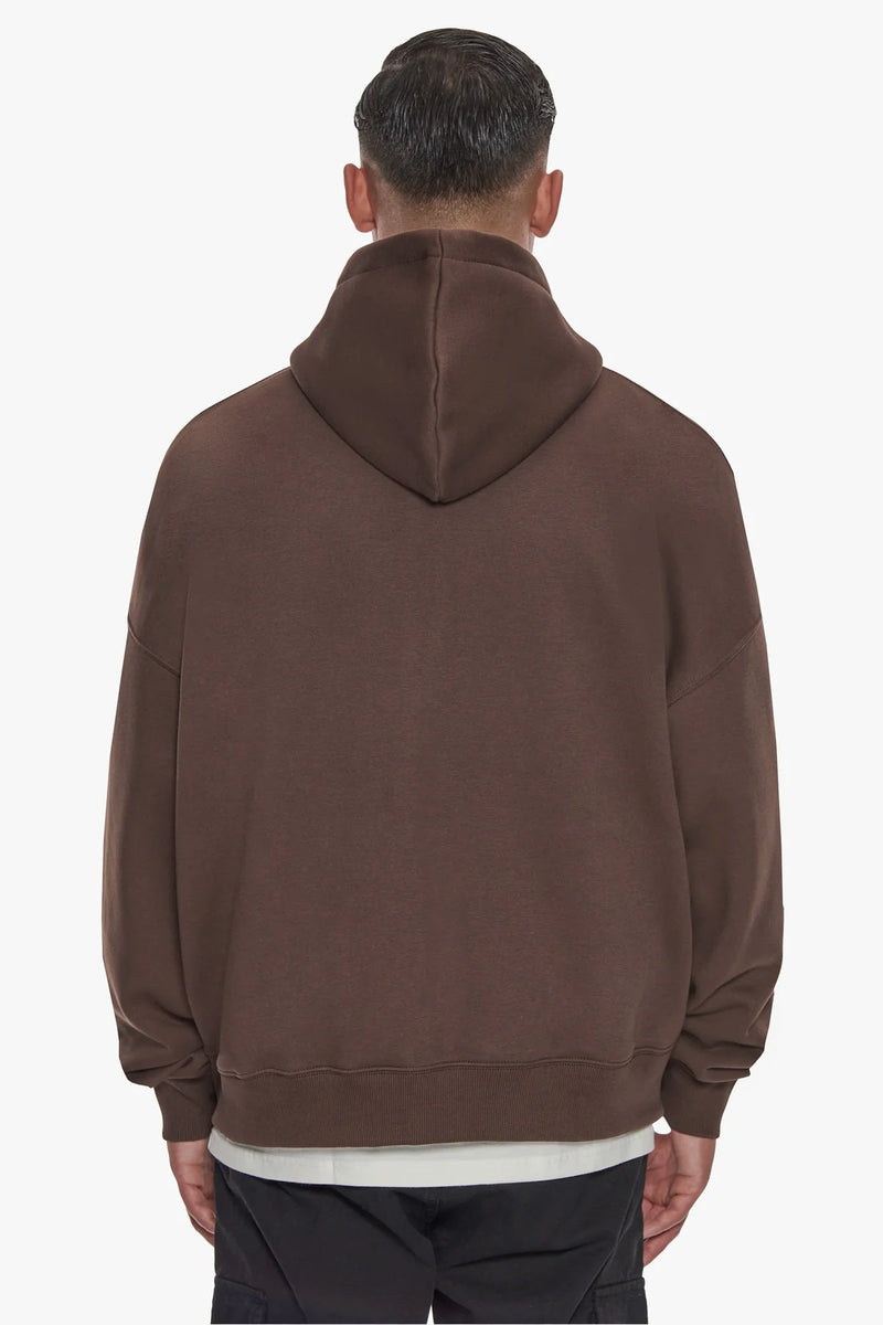 Dropsize Heavy Oversize Logo Zip Hoodie Chocolate Black
