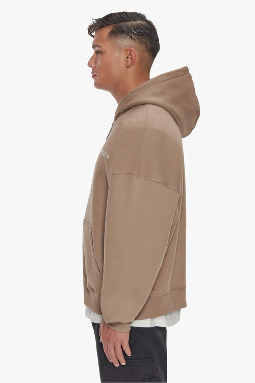 Dropsize Heavy Oversize Logo Zip Hoodie Silver Mink