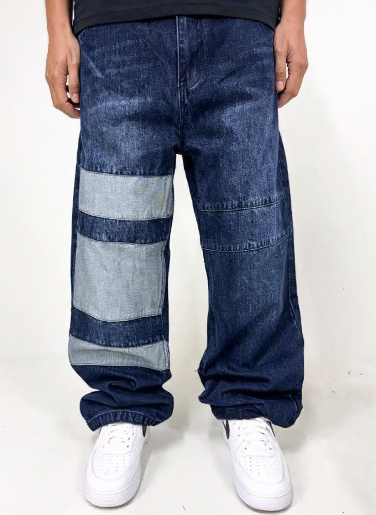 Dada Supreme Patchwork Baggy Jeans Dark Blue - Soulsideshop