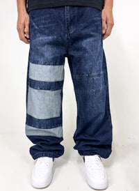 Dada Supreme Patchwork Baggy Jeans Dark Blue - Soulsideshop