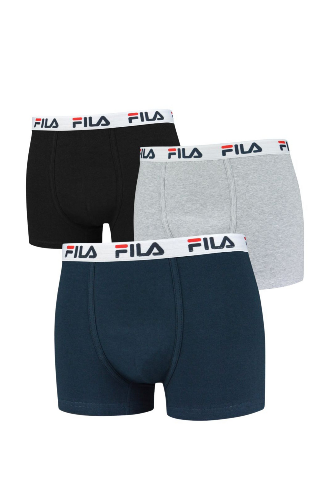 Fila Man Boxershorts Elastic mit Fila Logo 3 Pack Black Grey Navy